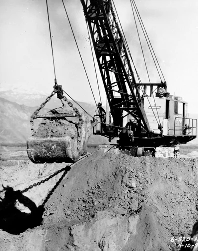 Giant steam-shovel excavating the Colorado Aqueduct for the Metropolitan Water District on April 10, 1934