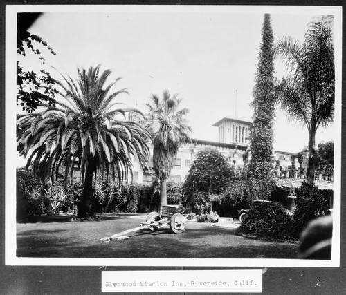 Glenwood Mission Inn, showing small cart in foreground, Riverside, California