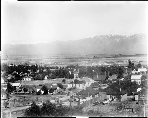 Panoramic view of Corona "from the high school", ca.1908