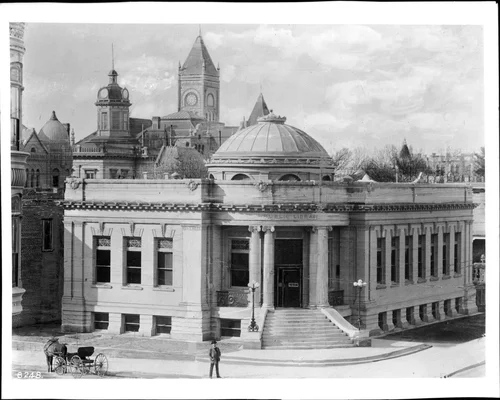 Exterior view of the Carnegie Library in San Bernardino, ca.1905