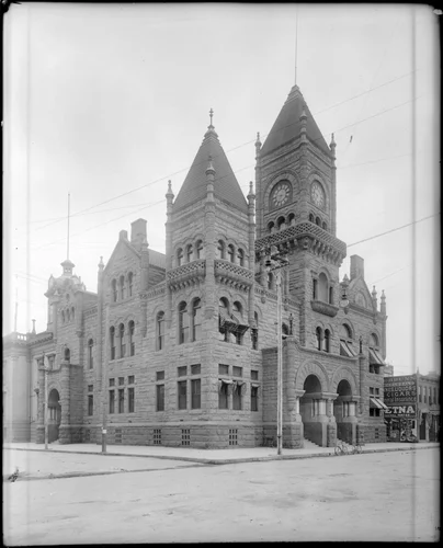 Exterior view of the San Bernardino County Courthouse building, ca.1910