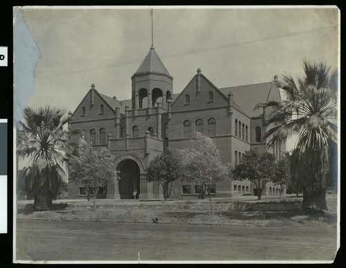 Exterior view of McKinley School, Redlands, California, ca.1900