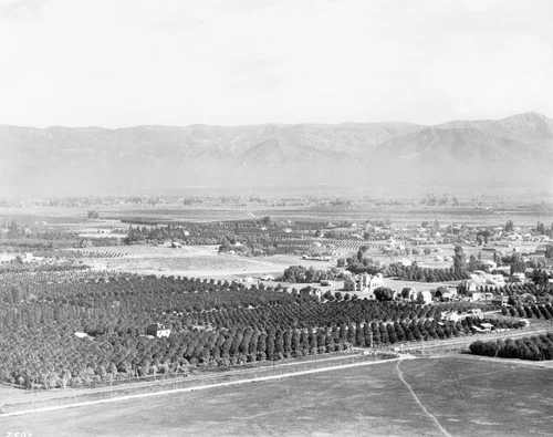 Panoramic view of the cities of San Bernardino and Colton looking from Stover Mountain, detail 2, ca.1900