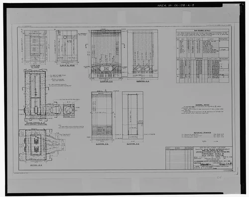  UPSTREAM EXTENSION TO 60' INFILTRATION PIPE: REINFORCEMENT DETAILS OF VALVE CONTROL STRUCTURE. Sheet A-20, July, 1939. File no. SA 342/29. - Prado Dam, Embankment, Santa Ana River near junction of State Highways 71 & 91, Corona, Riverside County, CA