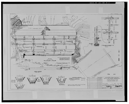  EMBANKMENT DRAINAGE LAYOUT. Sheet F-9, June, 1940. File no. 342/72. - Prado Dam, Embankment, Santa Ana River near junction of State Highways 71 & 91, Corona, Riverside County, CA