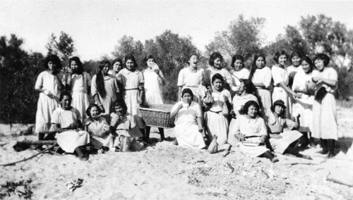 American Indian girls at Santa Ana River