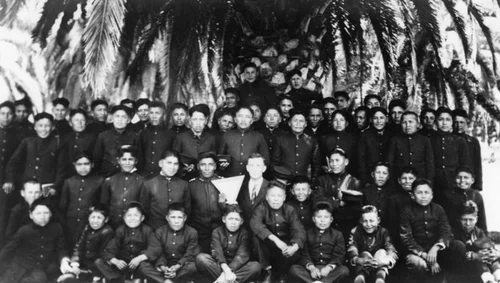 American Indian male students at Sherman Institute