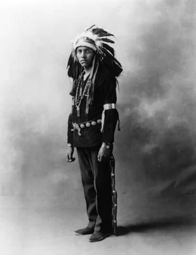 American Indian student with headdress